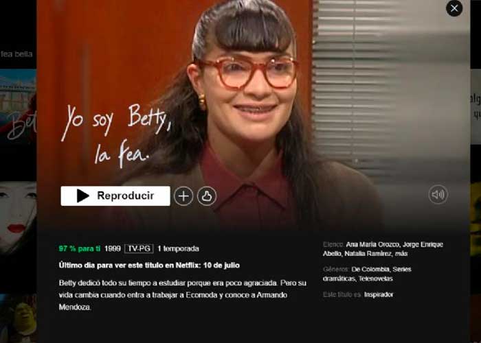 La razón por la que Yo soy Betty, la fea sale de Netflix