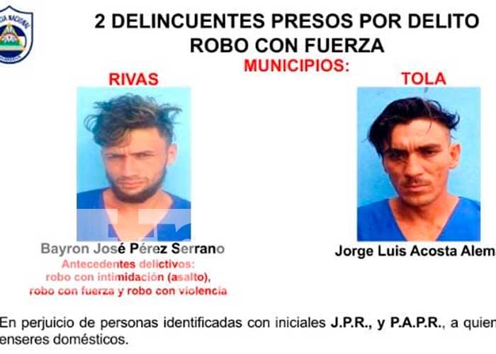 Foto: Policía de Rivas logra la captura de delincuentes ligados a delitos de peligrosidad / TN8