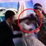¡Miserable! Hombre propina salvaje golpe a su esposa en plena boda