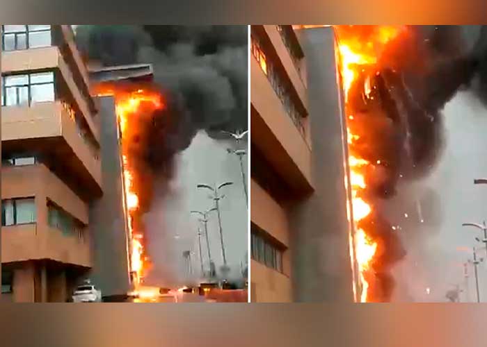 Voraz incendio arrasa con un edificio en el oeste de Moscú