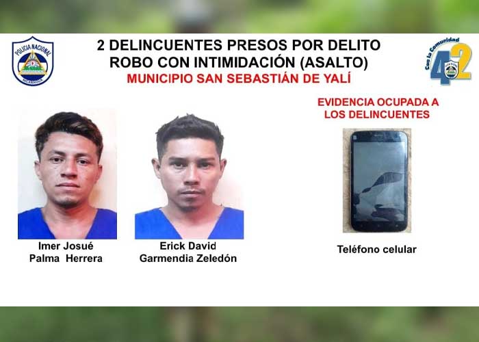 Presuntos delincuentes presos en Jinotega