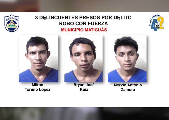 Delincuentes presos en Matagalpa