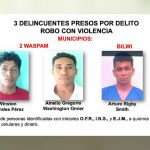 Delincuentes presos por cometer crímenes en Bilwi y Waspam