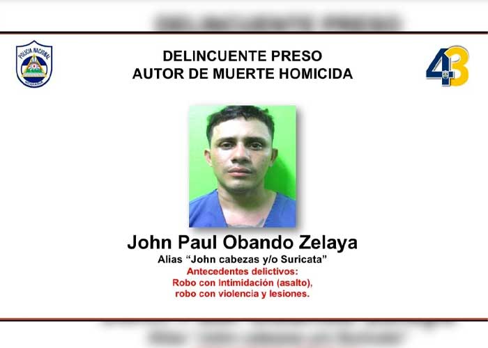Capturan al homicida "Suricata" autor de crimen en San Judas, Managua 