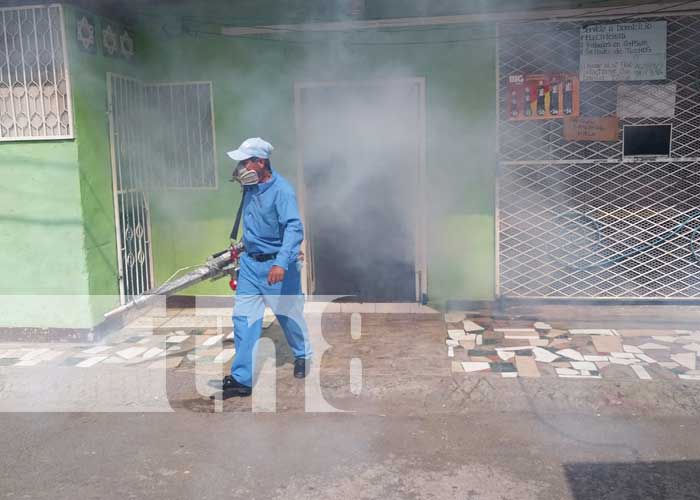 Jornada de fumigación y abatización en el barrio Domitila Lugo, Managua