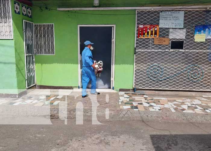 Jornada de fumigación y abatización en el barrio Domitila Lugo, Managua