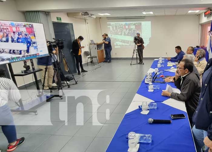 Conferencia de prensa con instituciones vigilantes a tormenta tropical en Nicaragua
