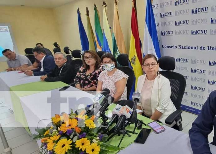 Conferencia de prensa con autoridades del CNU en Nicaragua