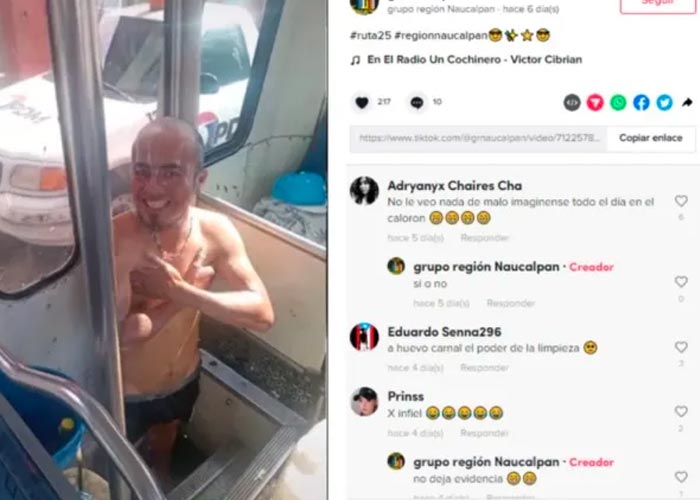 En México hombre es viral en TikTok por bañarse en ruta