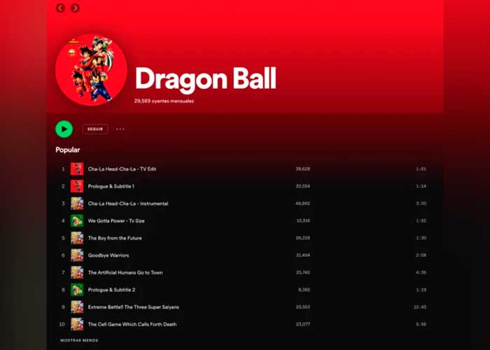 ¡Ya está disponible! en Spotify la música de las sagas de Dragon Ball Z