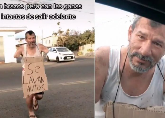Hombre en Ecuador es viral por no tener brazos pero sí el deseo de trabajar