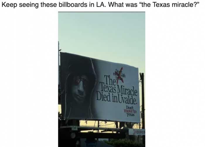 Misteriosos carteles en EEUU piden que "no te mudes a Texas"