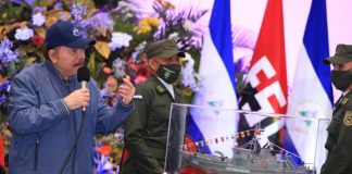 Presidente Daniel Ortega en acto de los 42 años de la Fuerza Naval del Ejército de Nicaragua, hablando de la CELAC