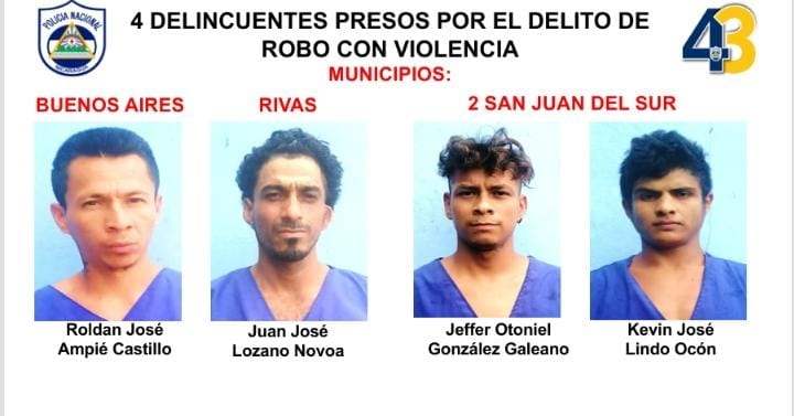 Policía de Rivas encarcela a 6 presuntos delincuentes 