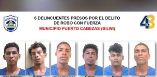 Presuntos delincuentes presos en Bilwi