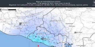 Fuerte sismo con magnitud 5.0 sacude a El Salvador