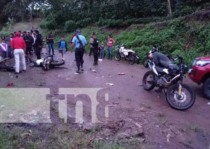 Fuerte accidente entre motos en El Cuá, Jinotega