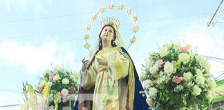 Imagen de la Virgen María en la ciudad de León