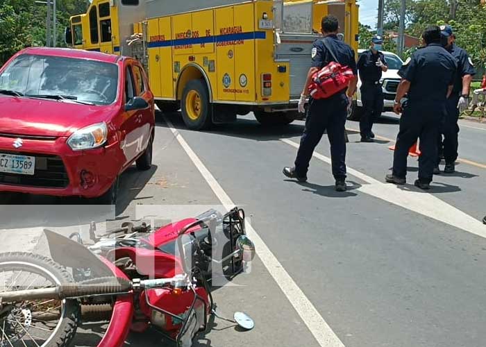 Accidente de tránsito en la entrada de Jinotepe