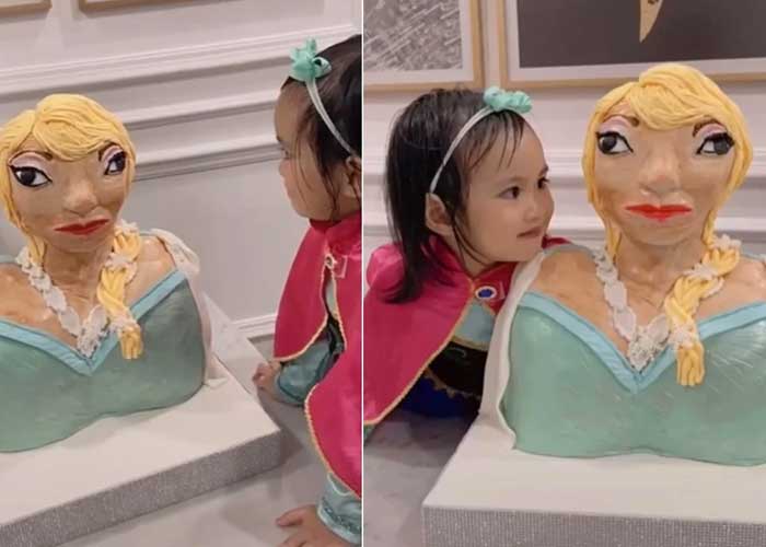 "Más feo que el diablo": Increíble reacción de una niña al ver su pastel