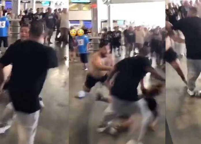 En video, sujeto noquea de un golpe a una mujer en partido de NFL