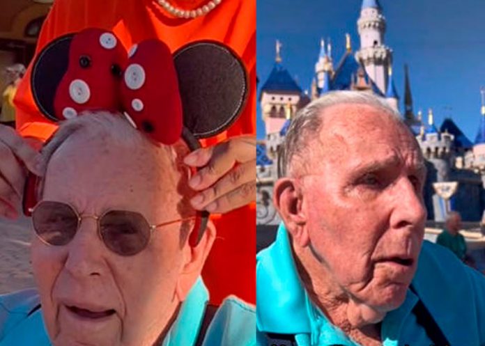¡Sueño cumplido! A sus 100 años conoce Disneylandia, su reacción es viral