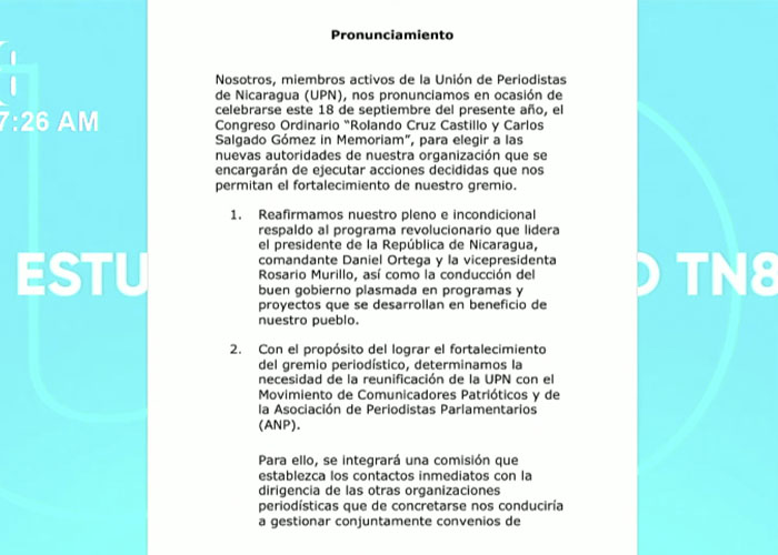 Unión de Periodistas de Nicaragua escoge nueva junta directiva