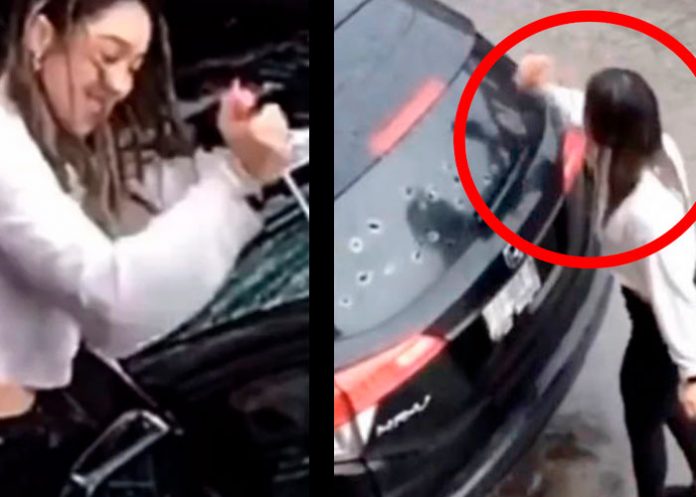 VIDEO: Mujer destruye totalmente el auto de su pareja por 