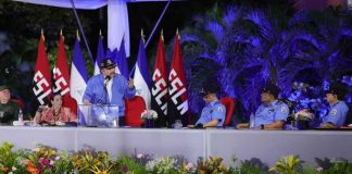 Presidente de Nicaragua, Daniel Ortega, en acto del 43 aniversario de la Policía Nacional