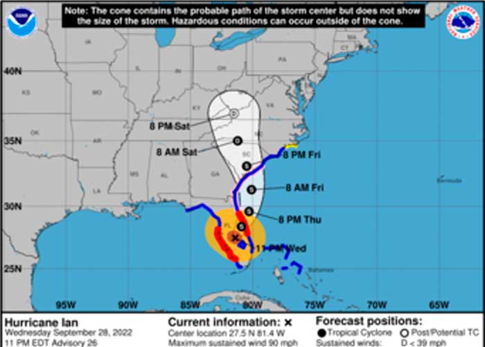 ¡Atención! Advierten que Ian volverá a ser huracán en Carolina del Sur 