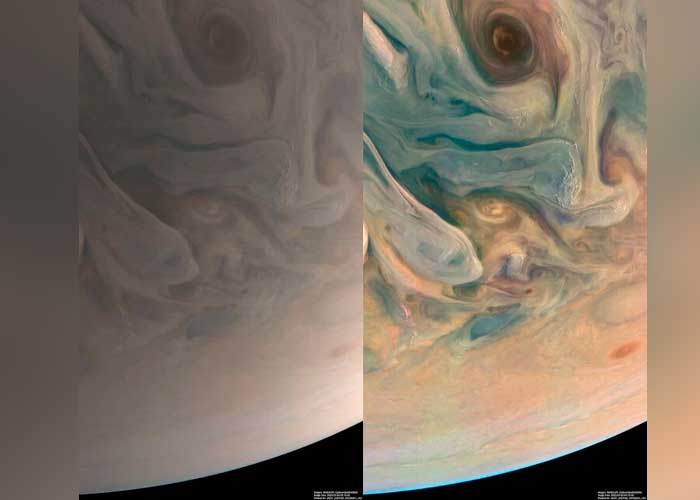 ¡Impresionante! Captan imágenes de "complejos" colores de Júpiter