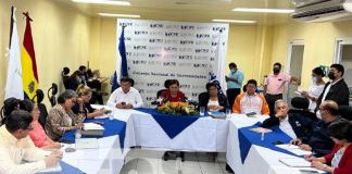 Conferencia de prensa desde el CNU en Nicaragua