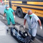 Lugar del mortal accidente con un bus en Managua