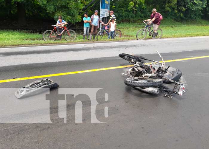 Escena de un fuerte accidente de tránsito en Rivas