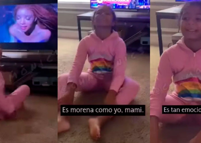 "Es morena como yo": Niña es viral tras reacción al trailer de "La Sirenita"