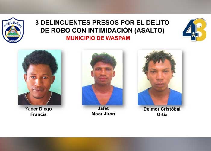 Captura de presuntos delincuentes en Bilwi, Caribe Norte