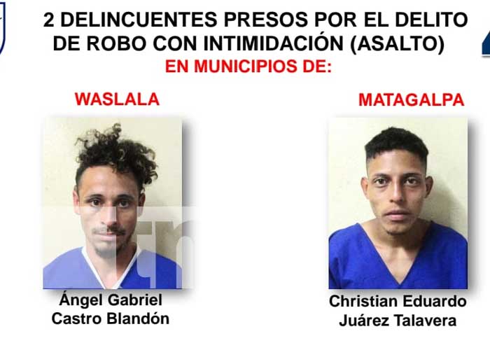 Policía de Nicaragua capturó a varios delincuentes en Matagalpa y Jinotega