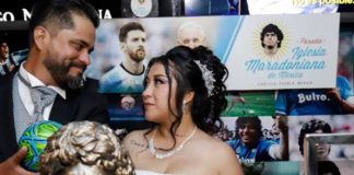 Iglesia que adora a Maradona realizó su primera boda en su nombre