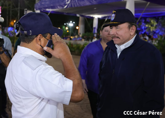 Presidente Daniel Ortega, en acto del 43 aniversario del MIGOB Nicaragua