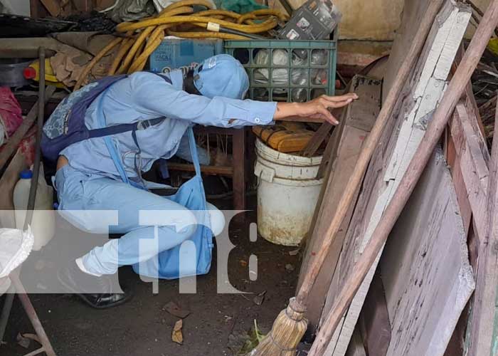 Aplicación del BTI y fumigación en el barrio San José Oriental, Managua