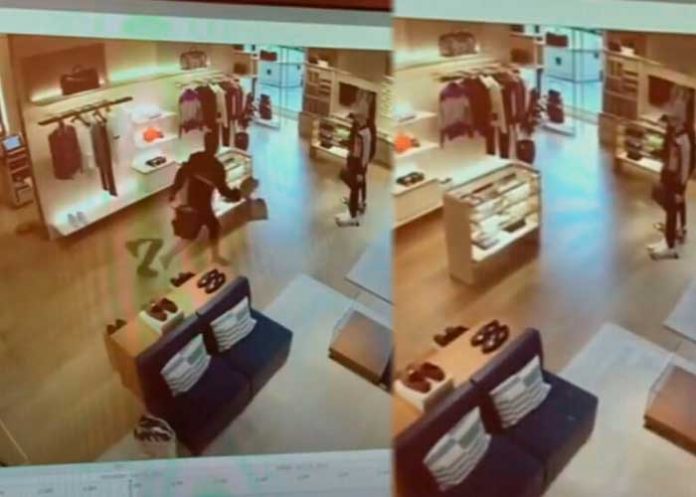 Joven se desmaya cuando huía de robar una tienda de lujo (Video)