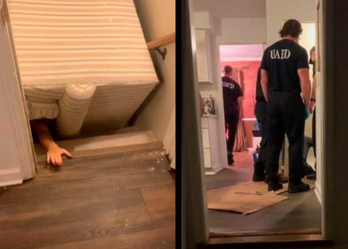 Bomberos rescatan a mujer que quedó atrapada debajo de su sofá