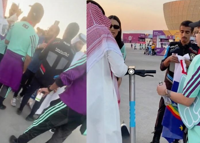 ¿Creían era LGBT? Guardias de Qatar pisotean bandera de un estado brasileño