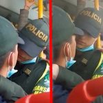 "Hermoso Poli-amor" Exhiben a policías dándose "cariñito" en el bus
