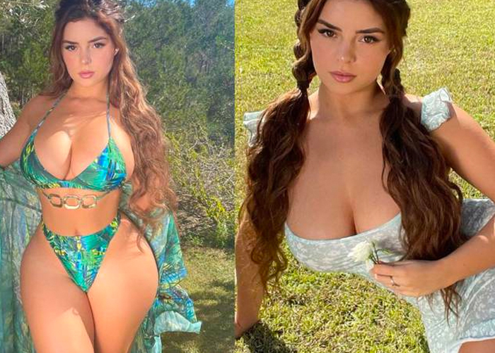 Demi Rose exhibe su retaguardia posando en microtanga