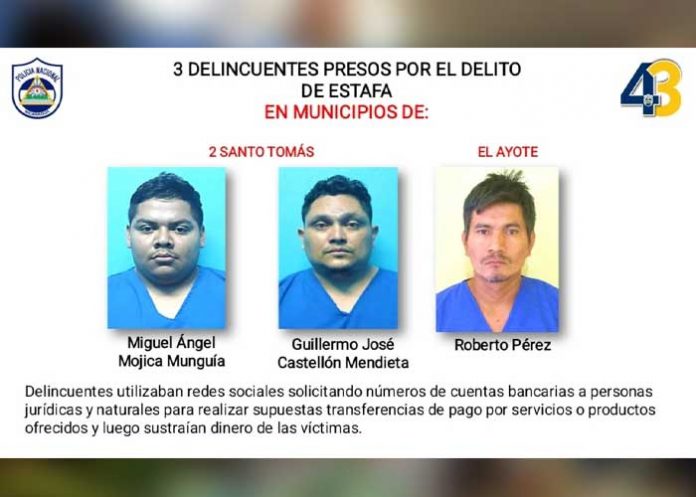 Sujetos presos por delitos en Juigalpa y Rivas
