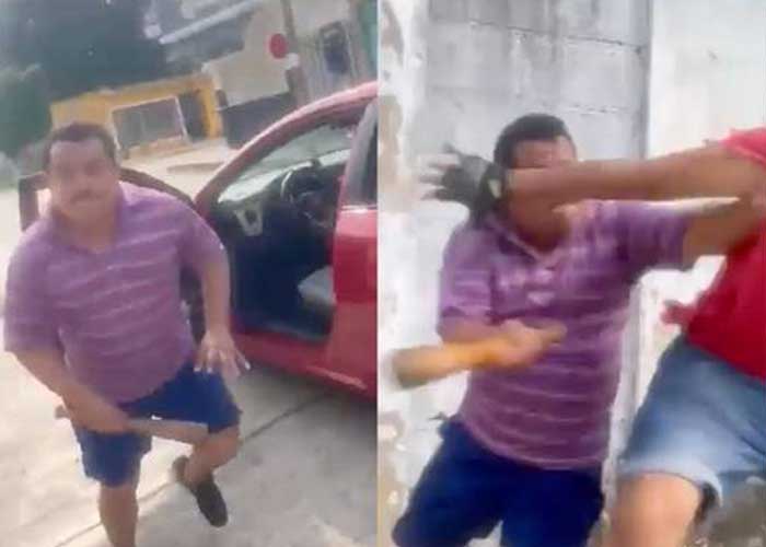 ¡Frito papá! Descubrió a su hija con novio y lo golpea con un bate (VIDEO)
