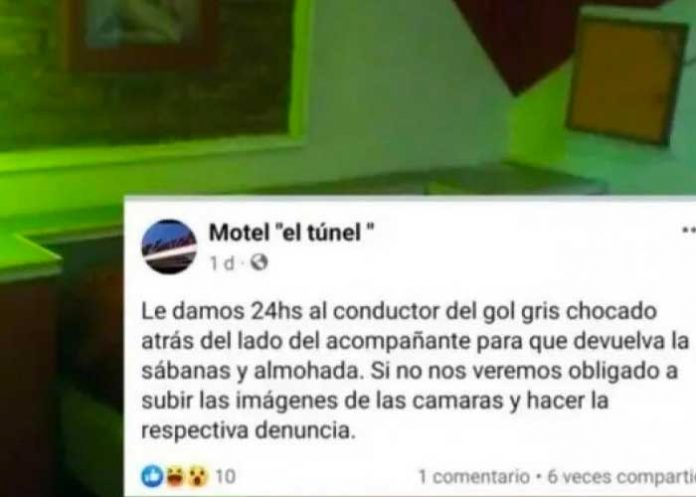 Motel amenaza por Facebook a pareja ladrona