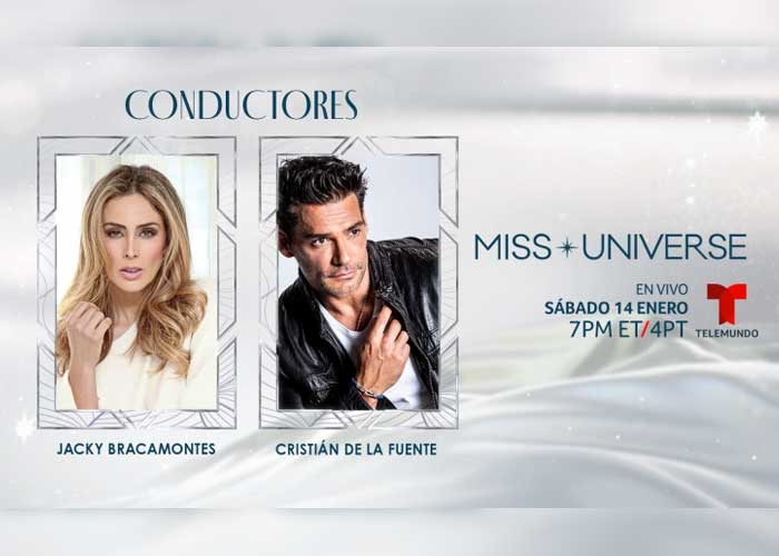 Jacky Bracamontes y Cristián de la Fuente serán los presentadores de Miss Universe