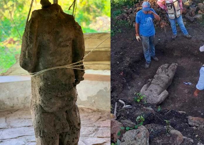 Hallan escultura de un guerrero decapitado en México
